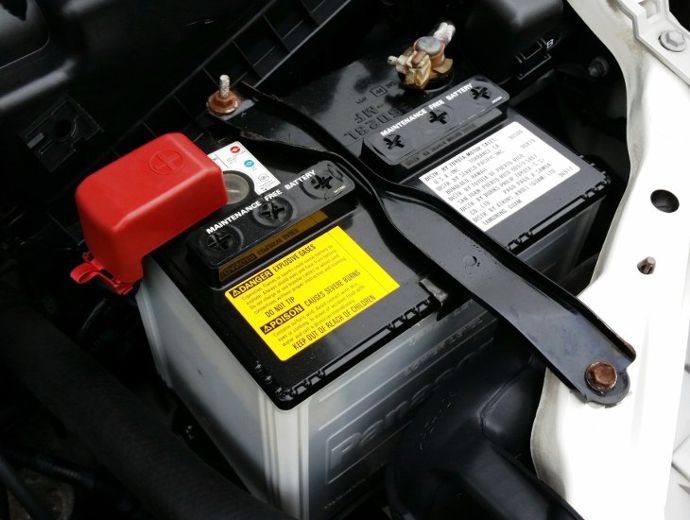 12 Volt Car Battery in the engine bay