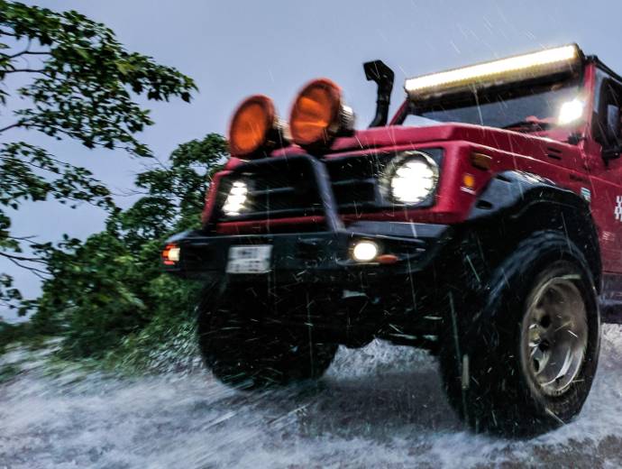 Modified 4WD with Spotlights & LED Light Bar